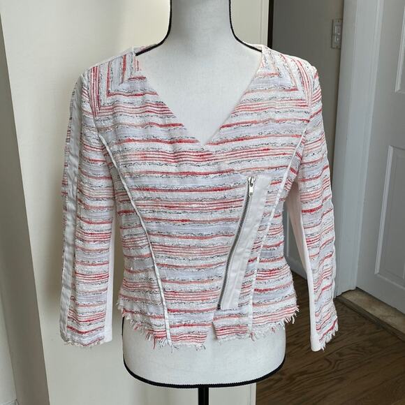 W118 by Walter Baker Tweed Zip Up with White Leather Trim Size Medium - Picture 1 of 5